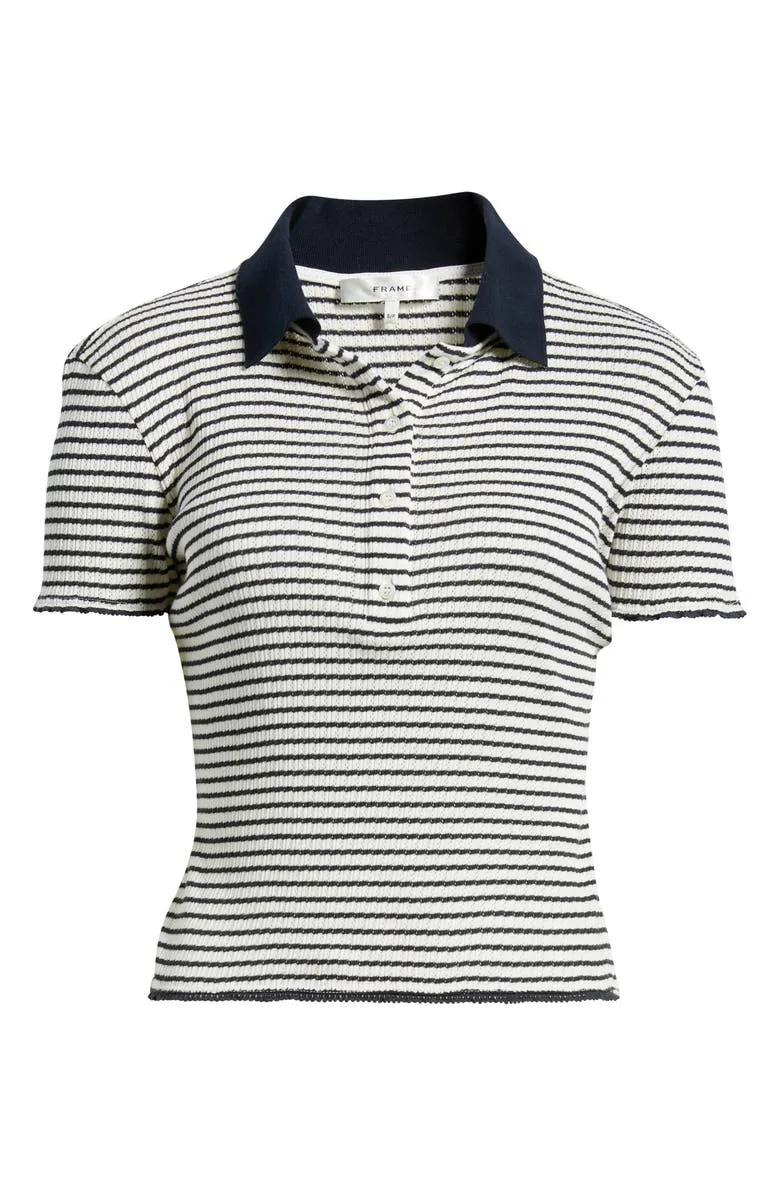 Frame - The Pointelle Polo - Navy Multi sold by Jessie Boutique