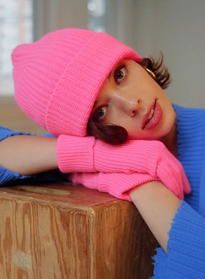 Autumn Cashmere - Ribbed Gloves - Ultra Pink sold by Jessie Boutique