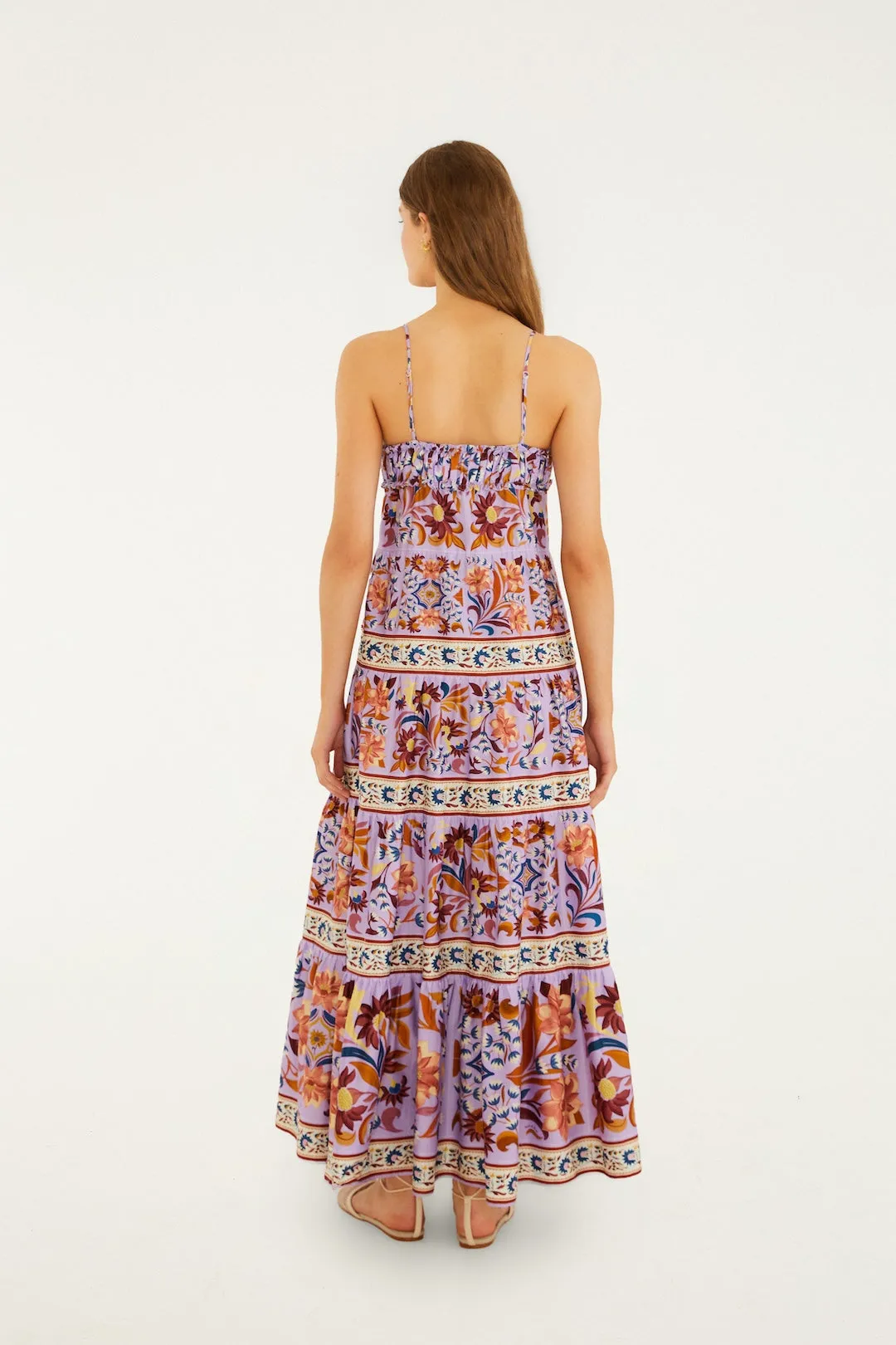 Farm Rio - Sleeveless Tiered Maxi Dress - Flower Tiles Lilac sold by Jessie Boutique product image thumbnail 3