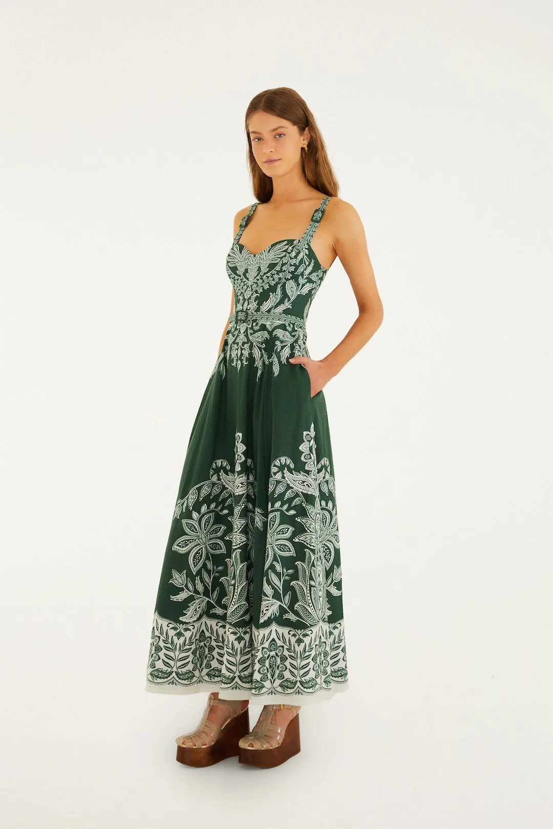 Farm Rio - Miranda Belt Buckles Maxi Dress - Dark Green sold by Jessie Boutique product image thumbnail 4
