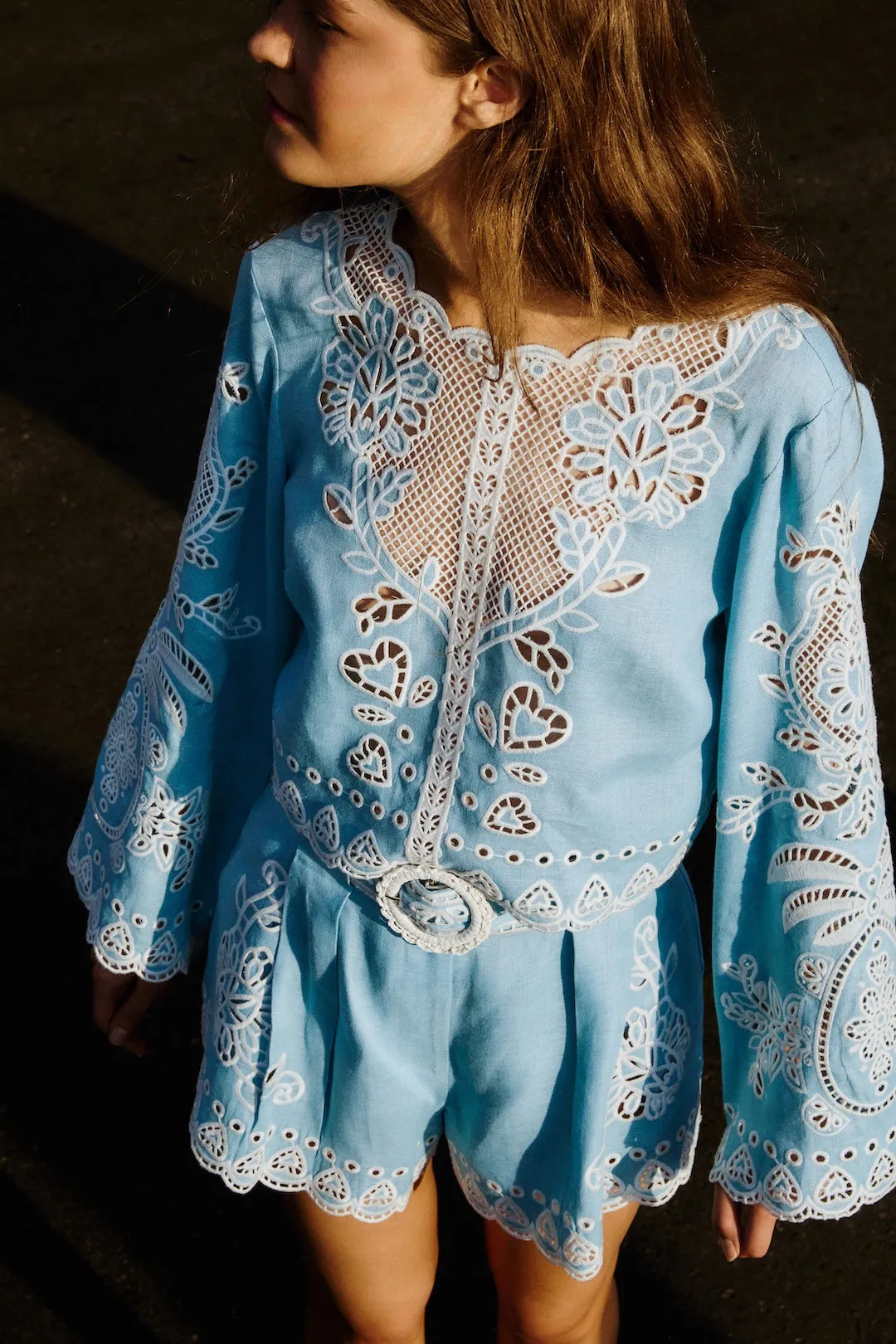 Farm Rio - Romantic Richelieu Blouse - Blue sold by Jessie Boutique product image thumbnail 2