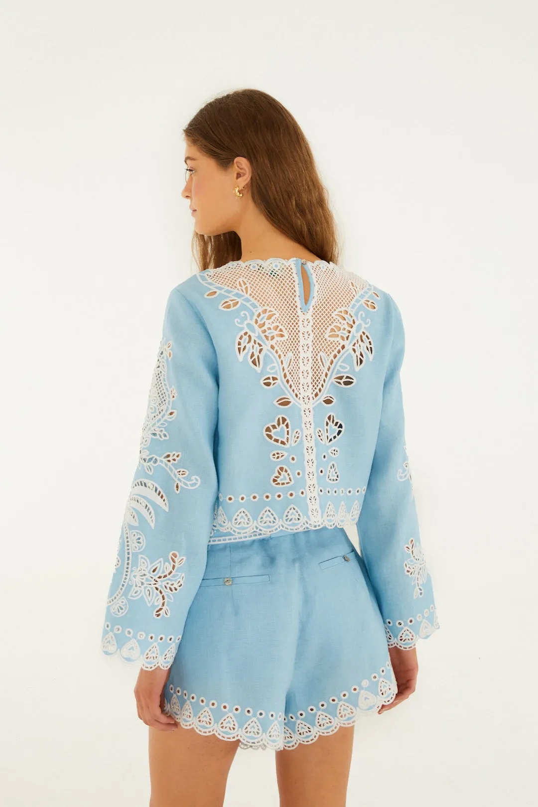 Farm Rio - Romantic Richelieu Blouse - Blue sold by Jessie Boutique product image thumbnail 3