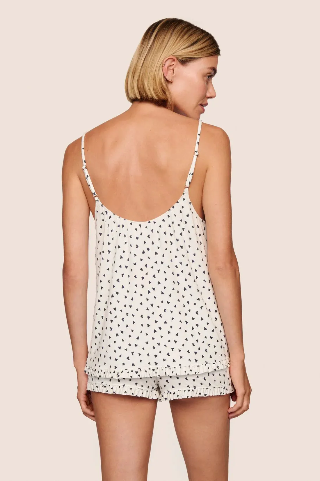 Eberjey - Gisele TENCEL™ Printed Modal Ruffle Cami & Shortie Short Set - Heart to Heart Black sold by Jessie Boutique product image thumbnail 2