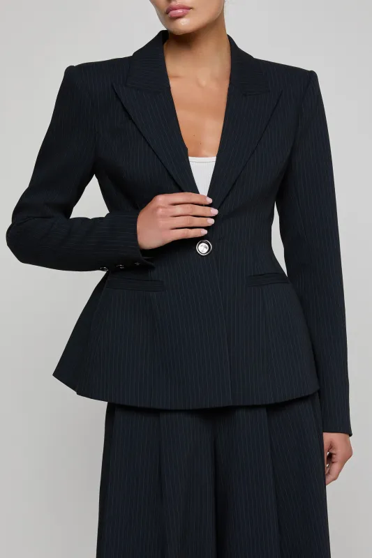 L'agence - Therese Blazer - Midnight/Ivory Pinstripe sold by Jessie Boutique