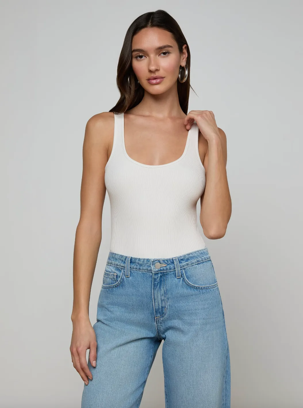 L’agence - Nica Scoopneck Bodysuit - Vintage White sold by Jessie Boutique