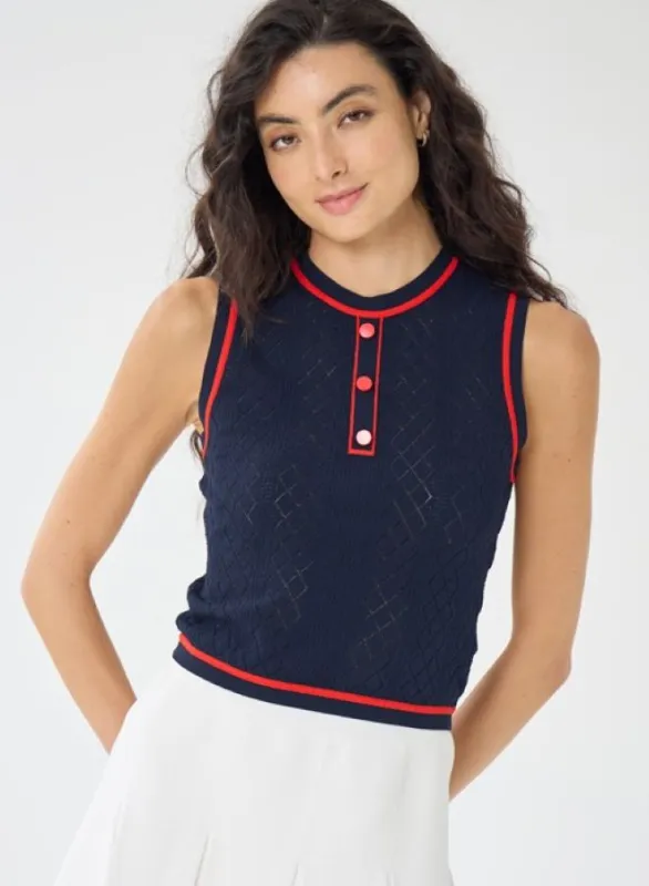 Autumn Cashmere - Cropped Boxy 2-Tone Pointelle Shell W/ Packet - Multiple Colors sold by Jessie Boutique