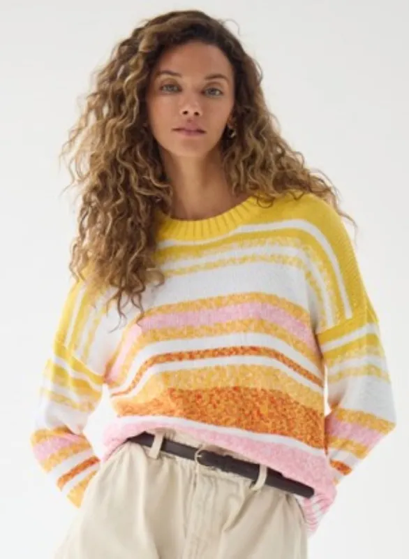 Autumn Cashmere - Marled Stripe Crew Neck - Sunset Combo sold by Jessie Boutique