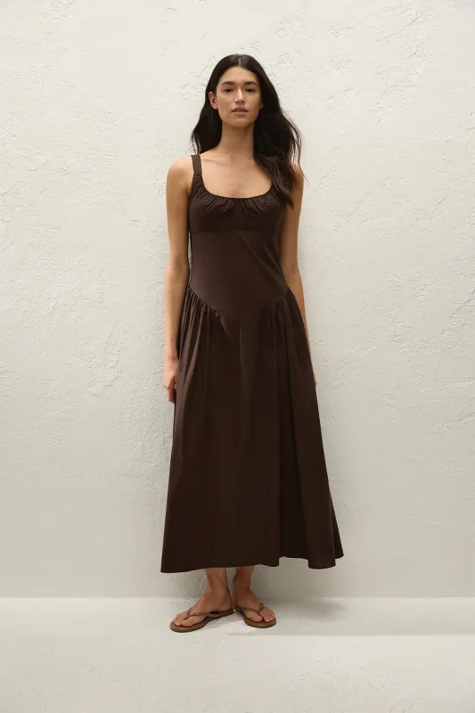 Faithfull The Brand - Marcella Midi Dress - Espresso made by Faithfull the Brand