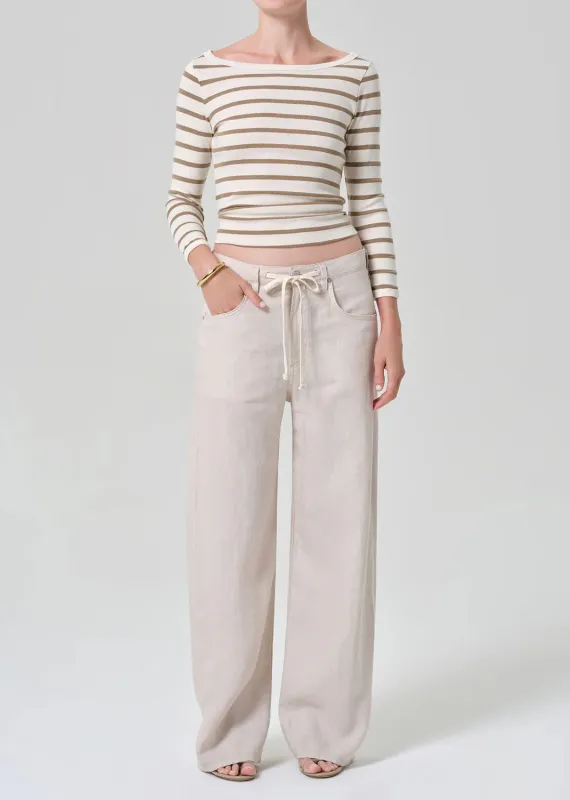 Citizens of Humanity - Brynn Drawstring Linen Trouser - Pale Stone made by Citizens Of Humanity