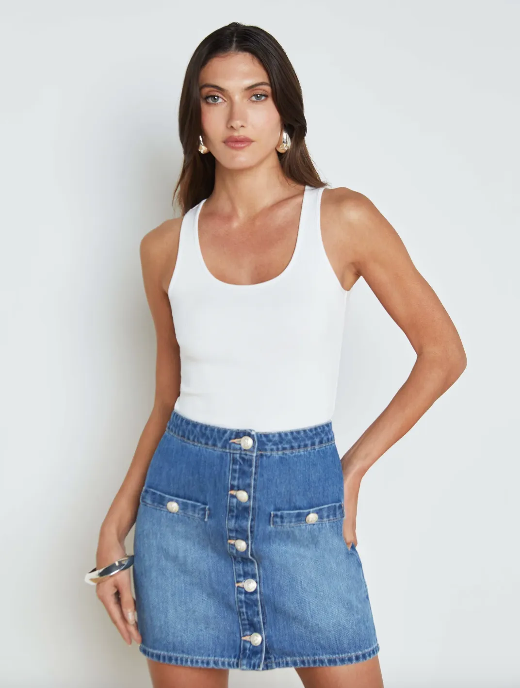 L’agence - Adira Scoopneck Tank - White sold by Jessie Boutique