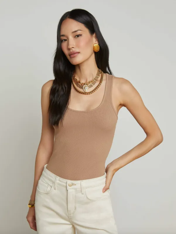 L’agence - Adira Scoopneck Tank - Cappuccino sold by Jessie Boutique