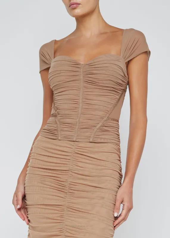 L’agence - Asuka Mesh Corset Top - Cappuccino sold by Jessie Boutique