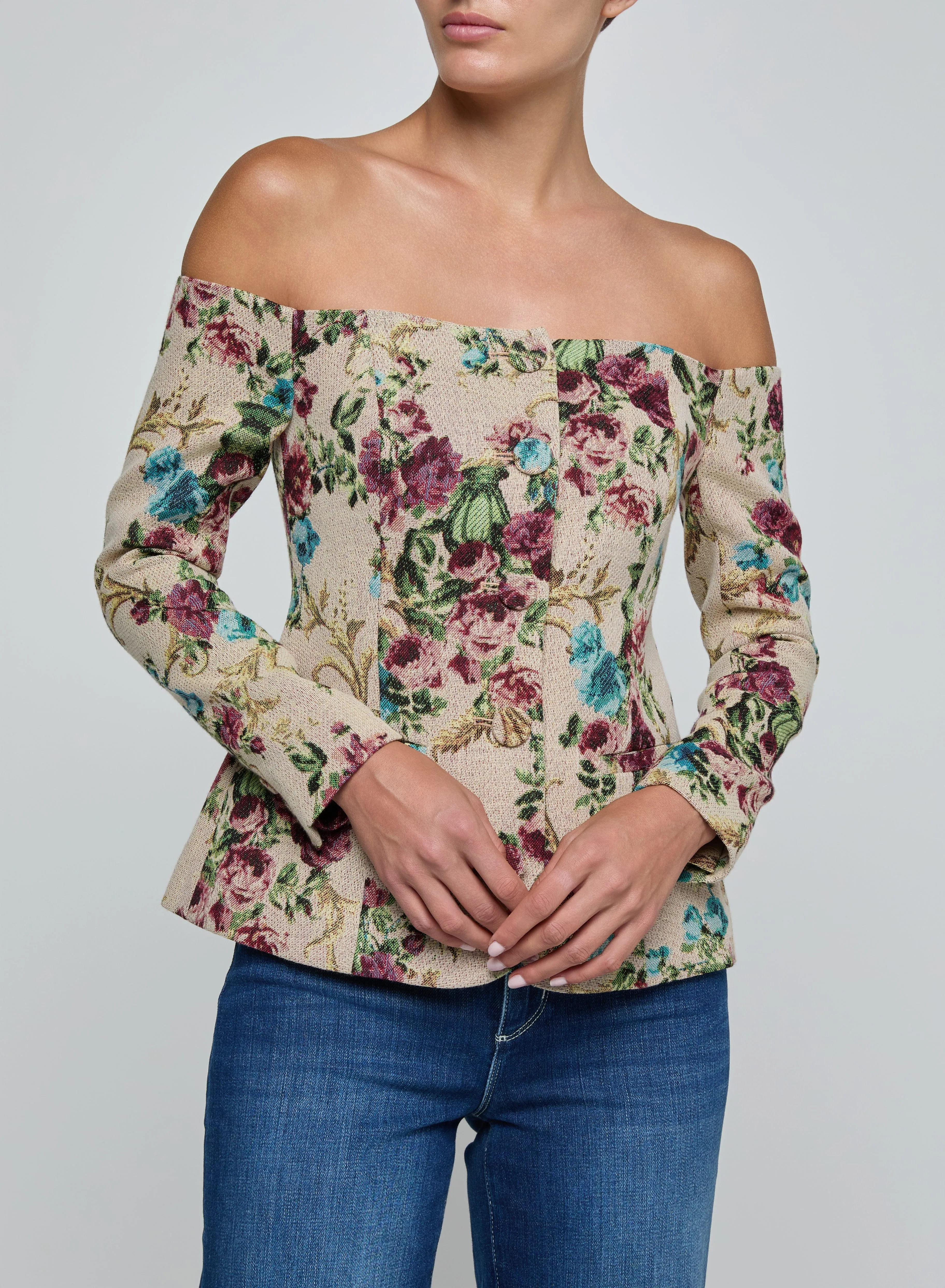 L’agence - Alice Blazer Top - Multi Floral Tapestry sold by Jessie Boutique