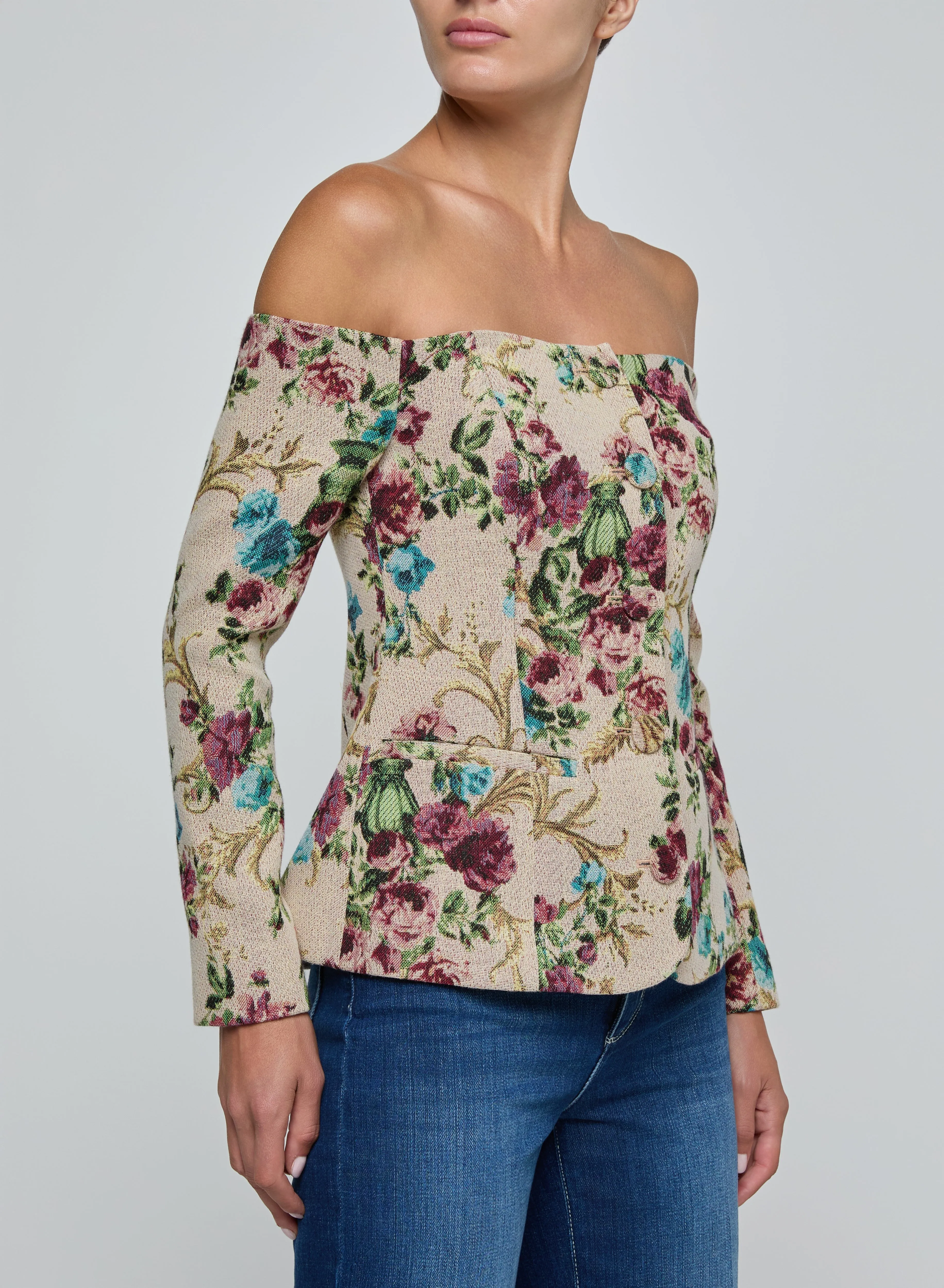 L’agence - Alice Blazer Top - Multi Floral Tapestry sold by Jessie Boutique product image thumbnail 3