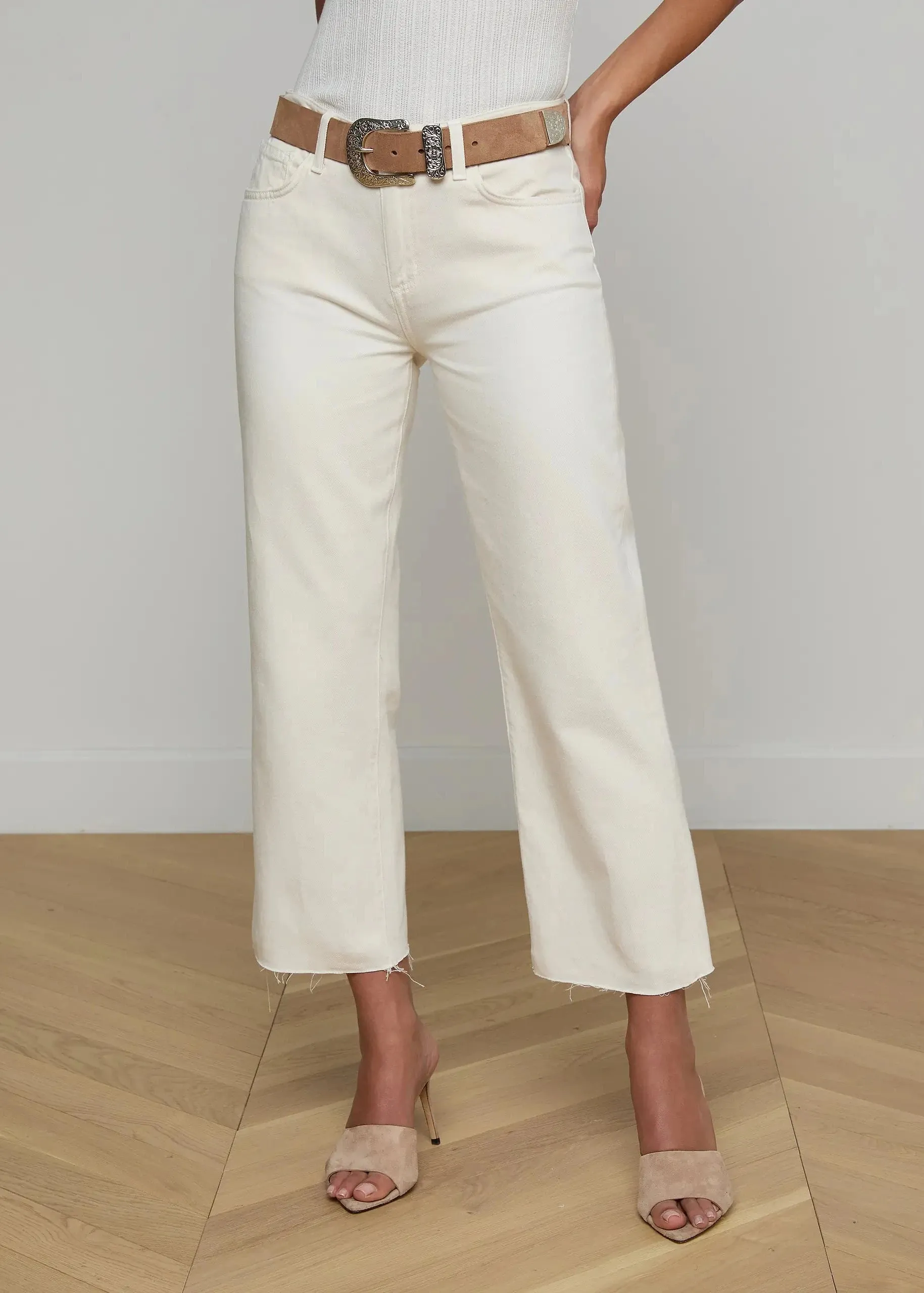 L’agence - Wanda H/R Crop Wide Leg - Light Ecru sold by Jessie Boutique
