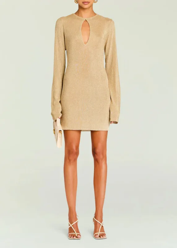 SER.O.YA - Emeri Metallic Knit Mini Dress - Gold sold by Jessie Boutique