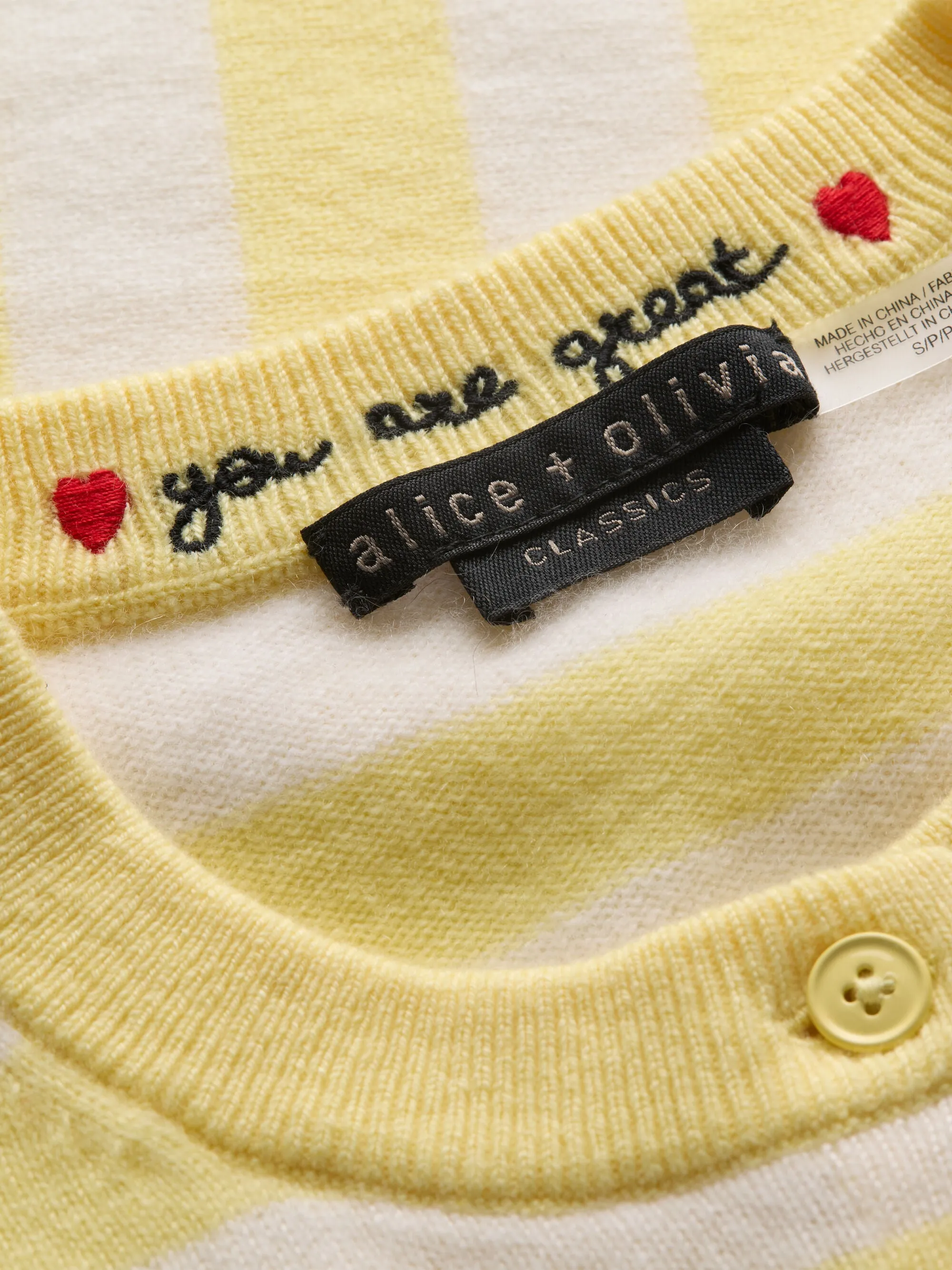 Alice + Olivia - Dollie Striped Cashmere Cardigan - Butter/Ecru sold by Jessie Boutique product image thumbnail 2