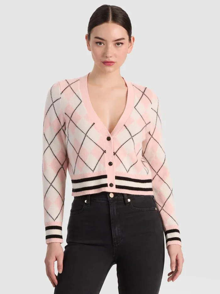 Alice + Olivia - Grace Cashmere Cardigan - English Rose/Multi sold by Jessie Boutique