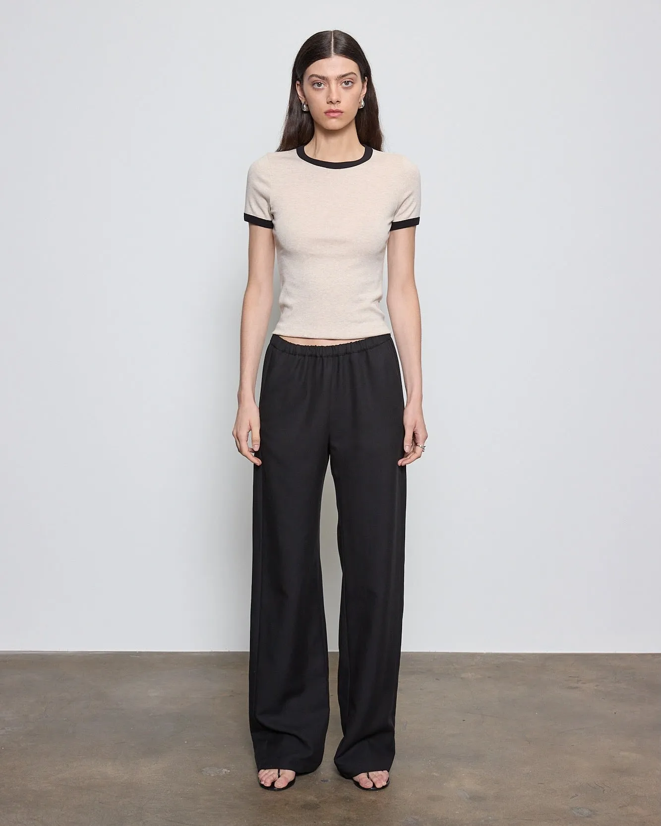 Enza Costa - Cotton Classic Ringer Tee - Wheat/Black sold by Jessie Boutique product image thumbnail 2