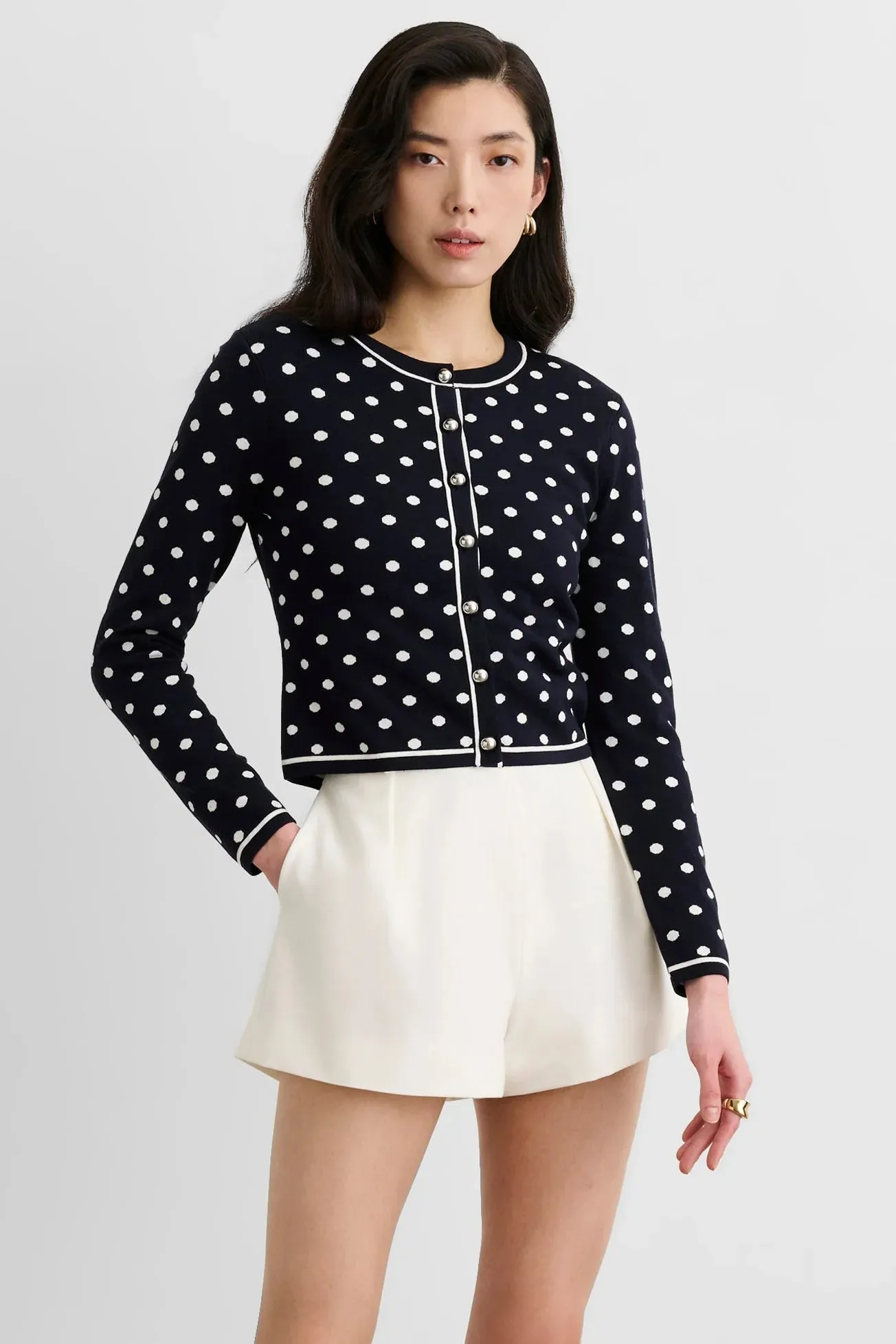 Toccin - Xandra Long Sleeve Cardigan - Midnight Polka Dot sold by Jessie Boutique product image thumbnail 2