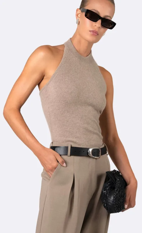 Nonchalant - Tulsa Cashmere Halter - Taupe made by Nonchalant Label