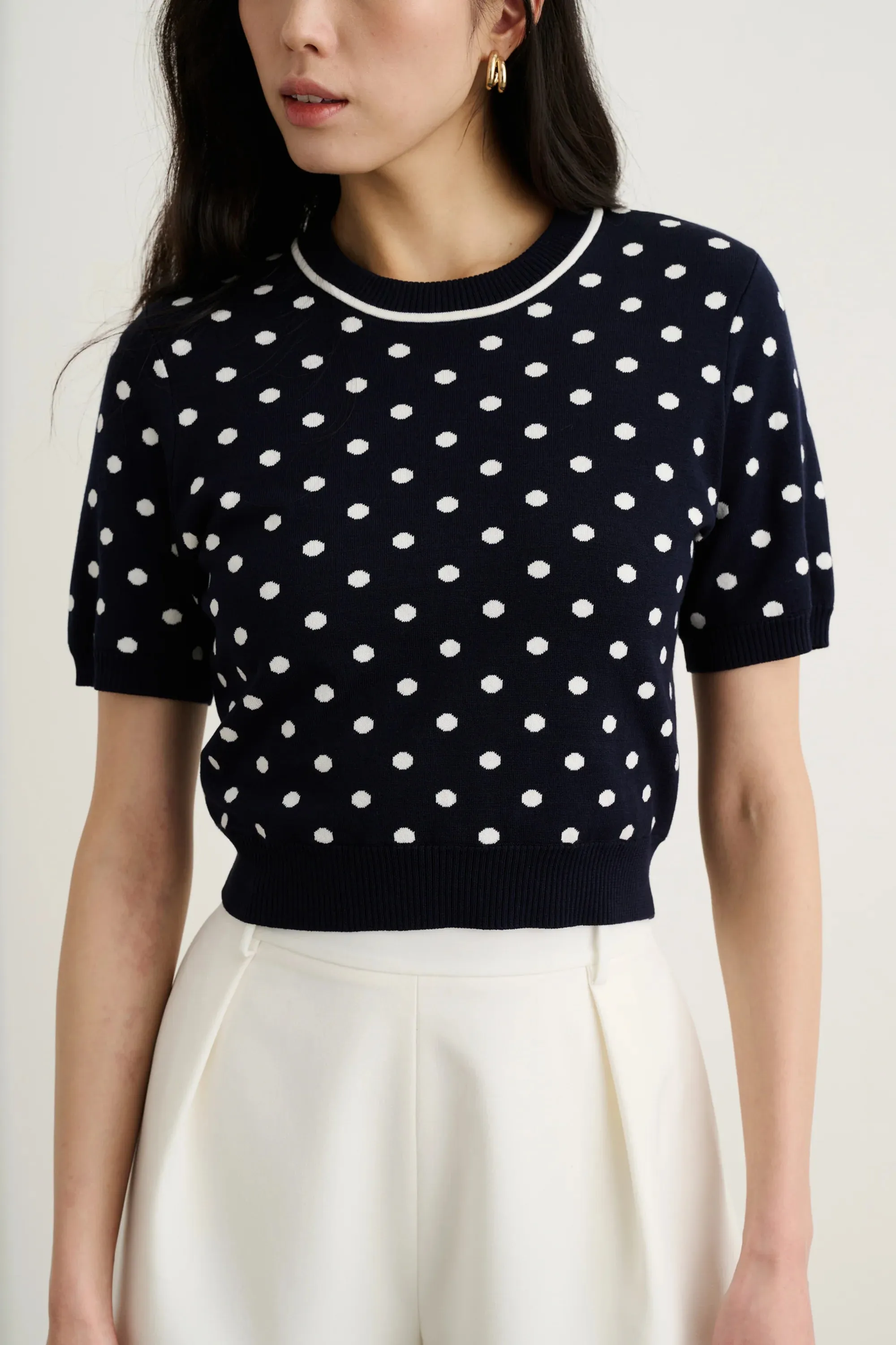 Toccin - Birdie Short Sleeve Sweater - Midnight Polka Dot sold by Jessie Boutique product image thumbnail 3