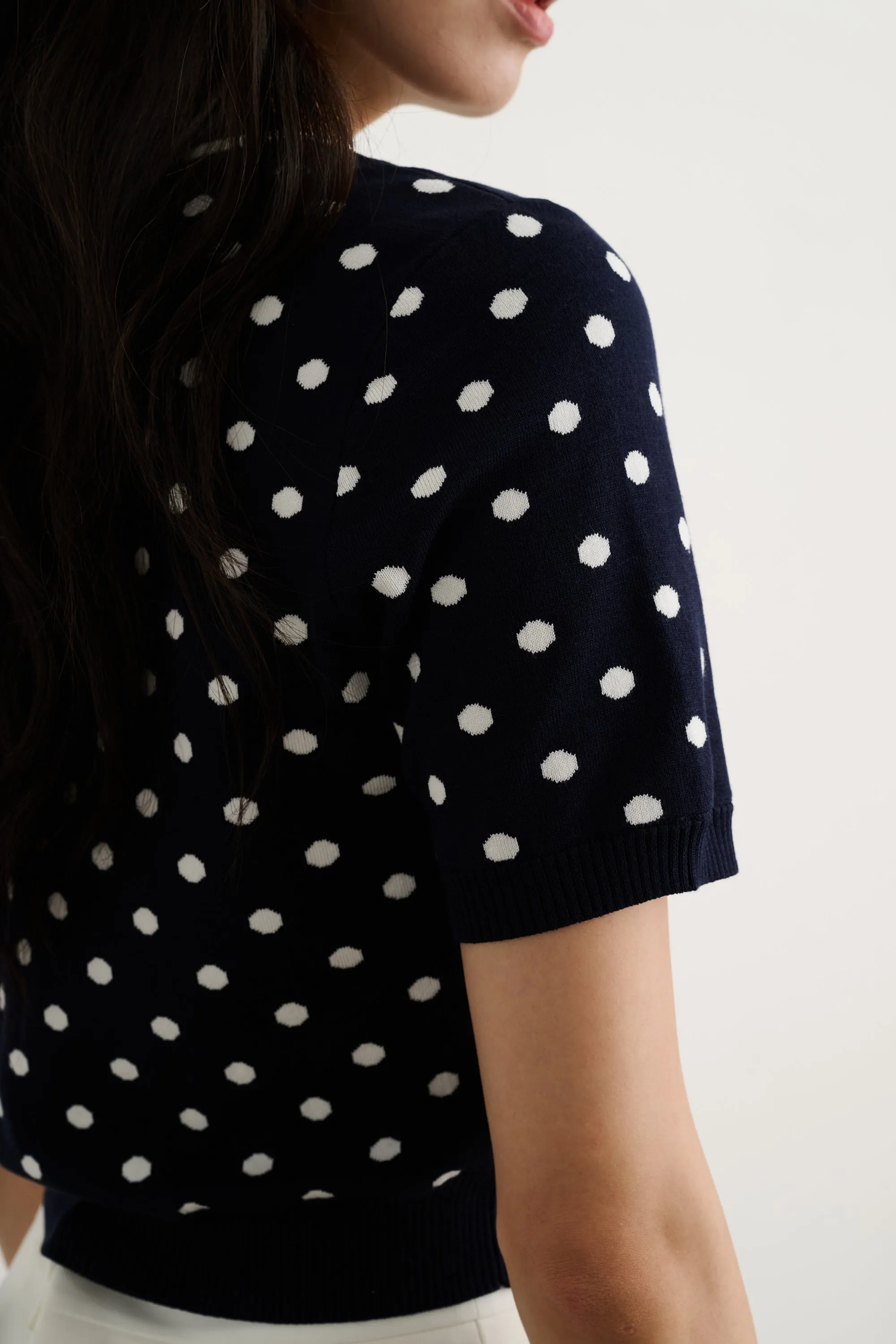 Toccin - Birdie Short Sleeve Sweater - Midnight Polka Dot sold by Jessie Boutique product image thumbnail 4