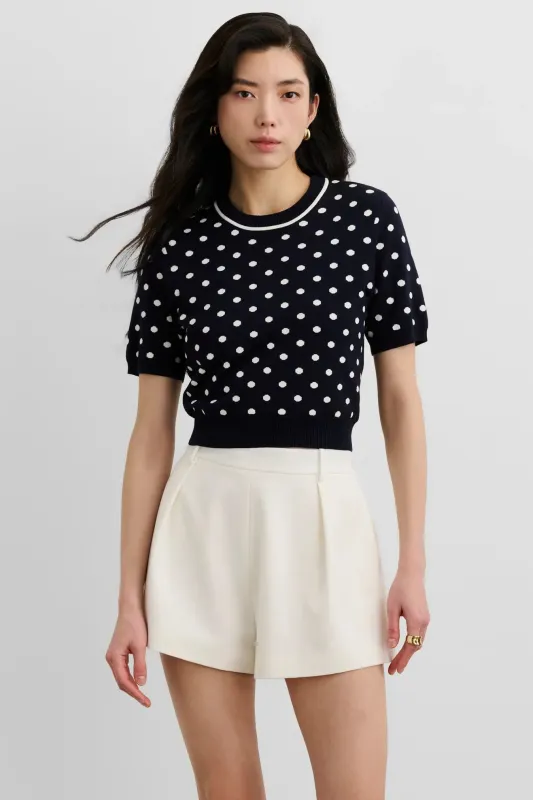 Toccin - Birdie Short Sleeve Sweater - Midnight Polka Dot made by Toccin