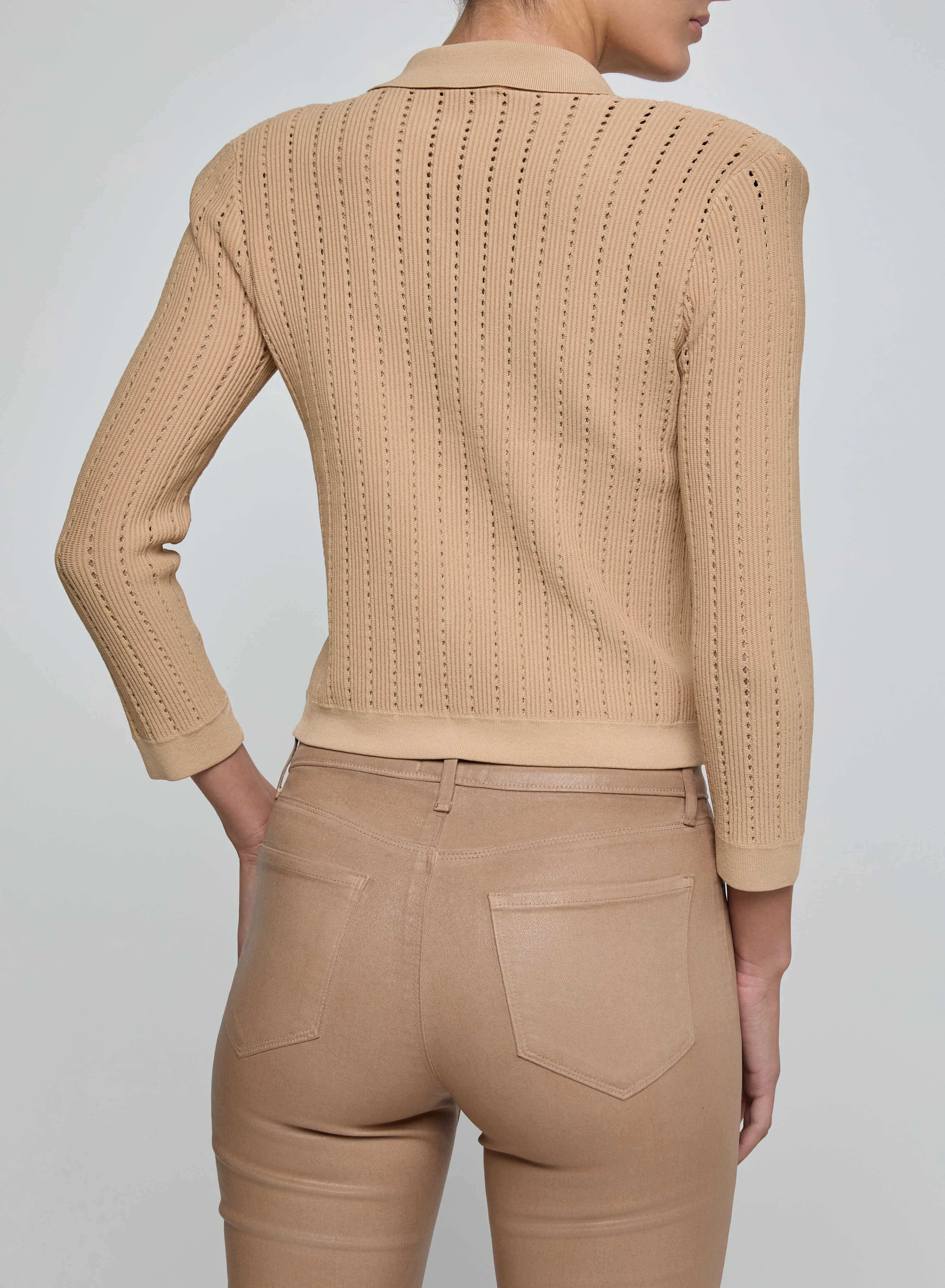 L’agence - Risa Collared Cardigan - Light Almond/Gold sold by Jessie Boutique product image thumbnail 2