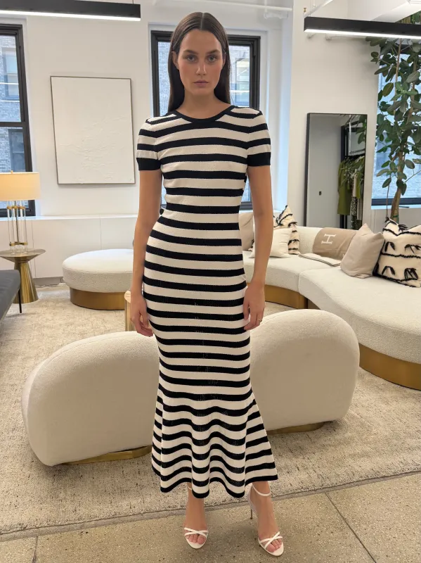 Toccin - Valli Low Back Short Sleeve Maxi Dress - Midnight/Optic sold by Jessie Boutique