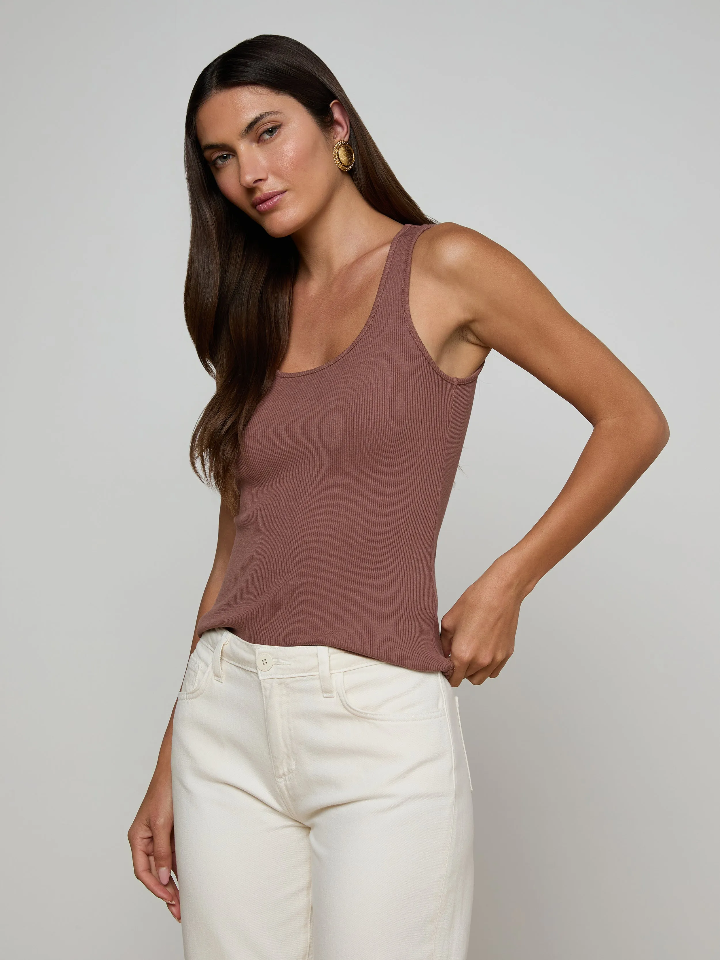 L’agence - Adira Scoopneck Tank - Cardamom sold by Jessie Boutique