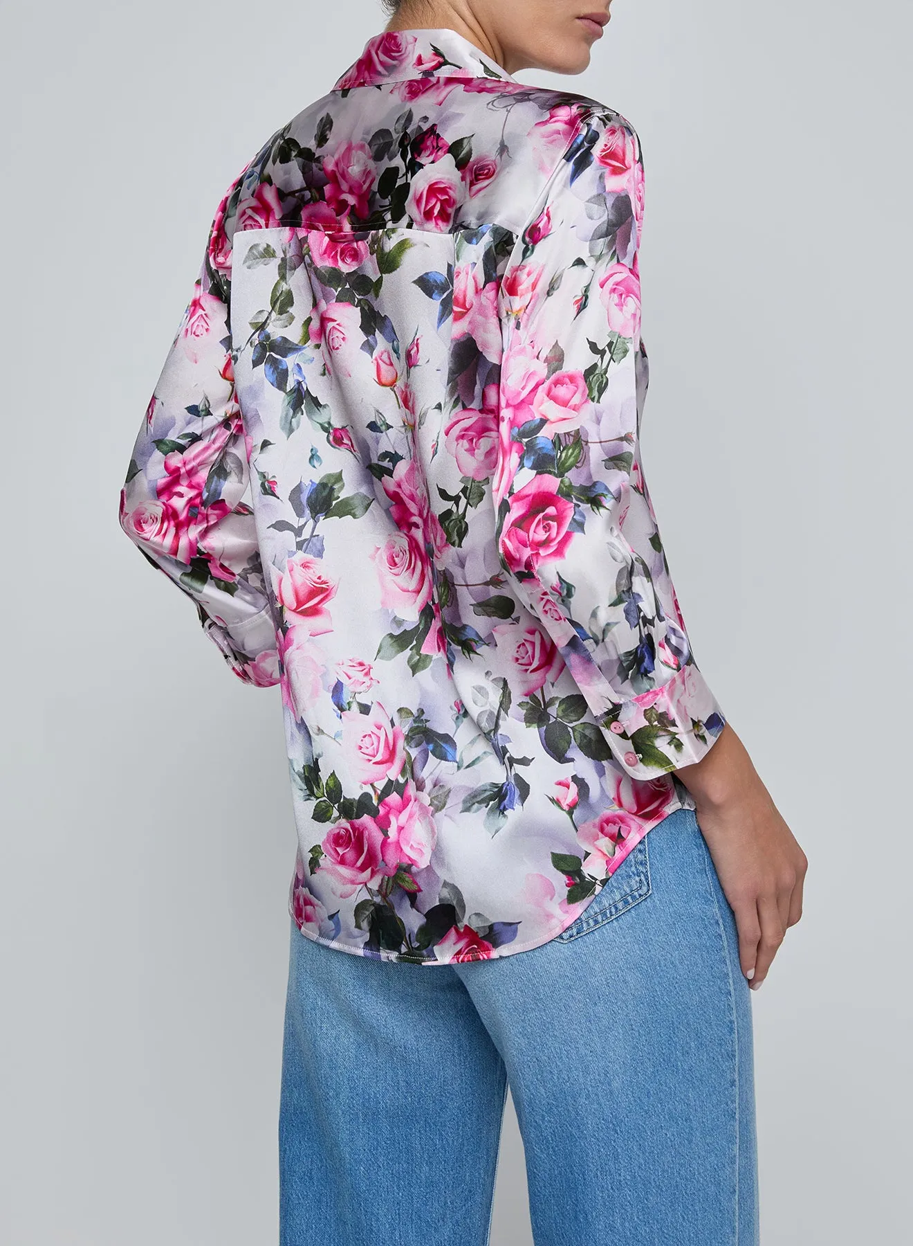 L’agence - Dani Silk Blouse - Pink Multi Water Rose sold by Jessie Boutique product image thumbnail 3