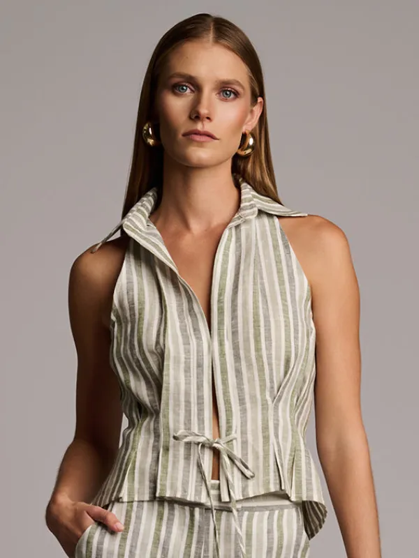Hevron - Sloan Vest - Sage Stripe made by Jessie Boutique