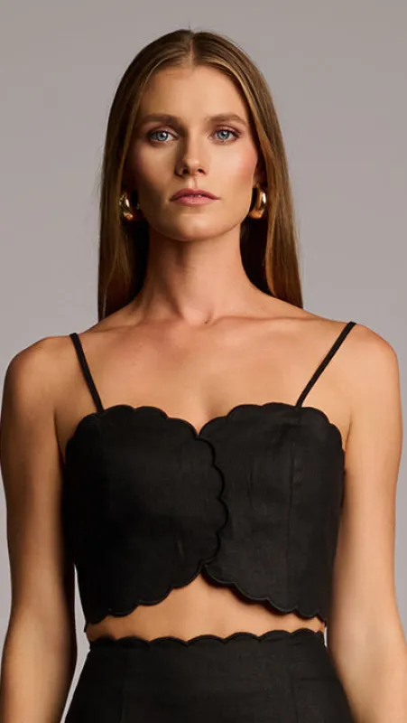 Hevron - Delilah Top  - Black made by Jessie Boutique