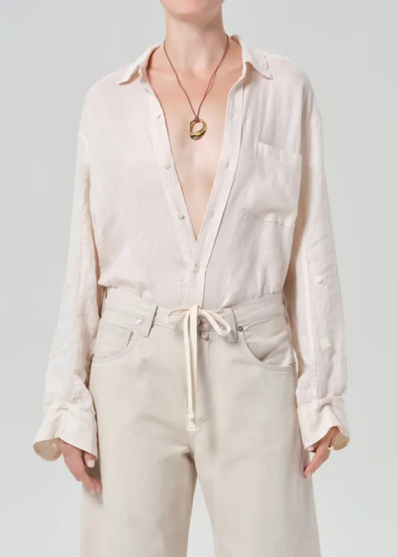 Citizens of Humanity - Kayla Shrunken Linen Shirt - Pale Stone sold by Jessie Boutique
