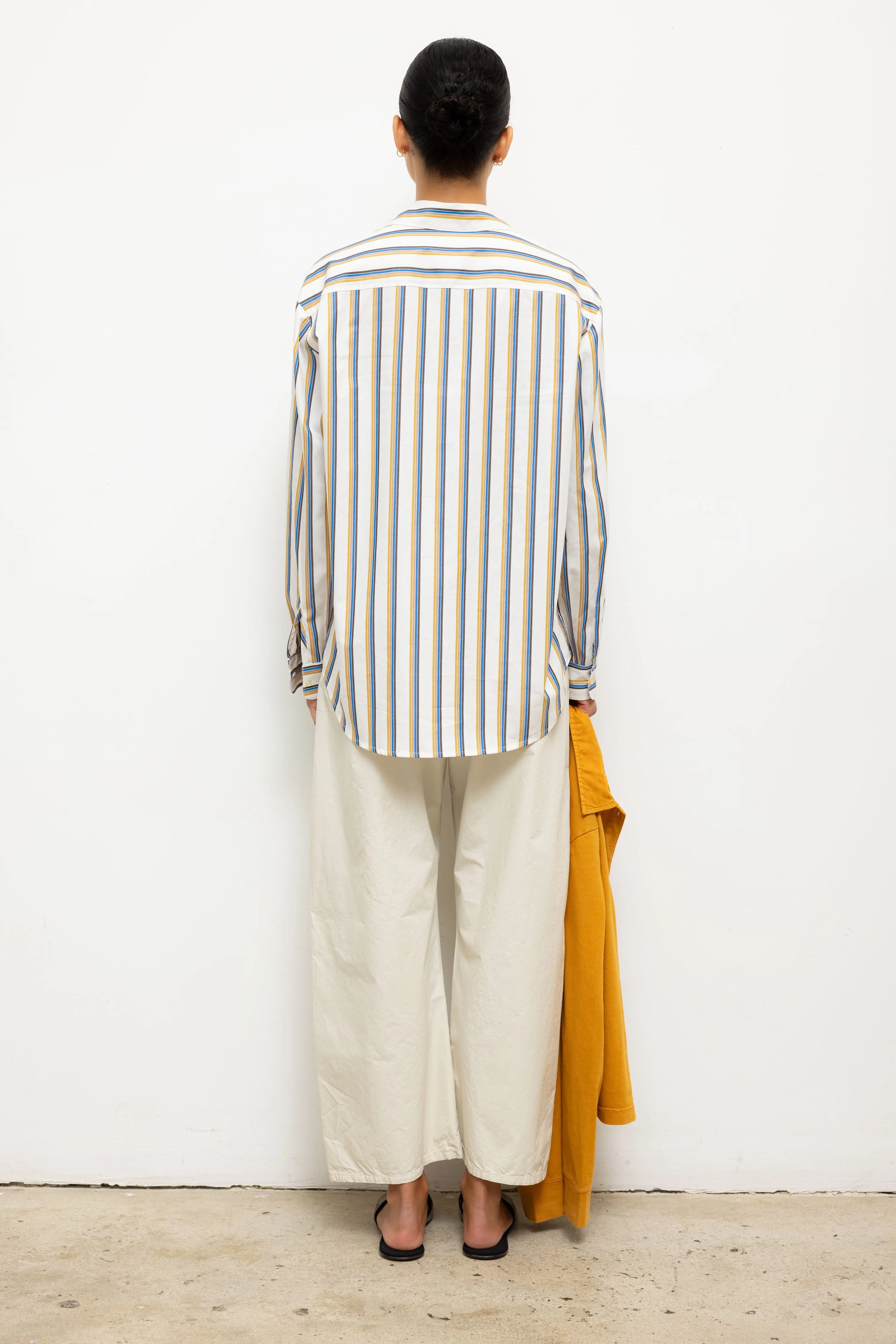 Leset - Yoshi Stripe Classic Oversized Button Down - Parchment Choco Leset Blue Stripe sold by Jessie Boutique product image thumbnail 5