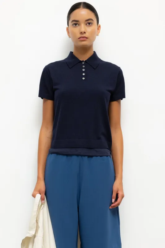 Leset - James Short Sleeve Polo - Midnight made by Leset