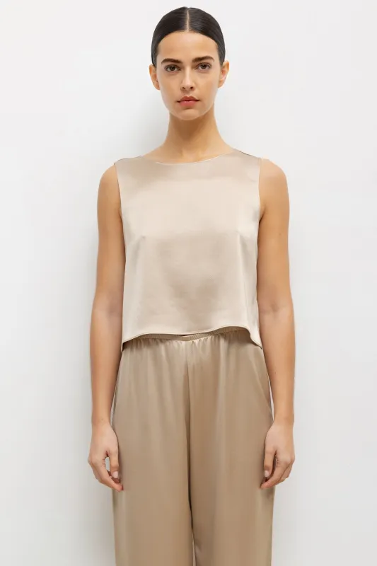 Leset - Barb Crop Sleeveless Crew - Sand made by Leset