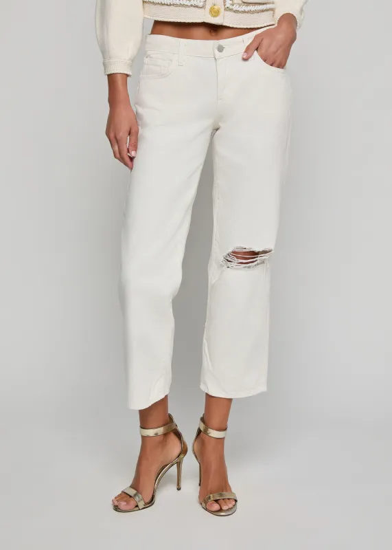 L’agence - Blaine Cropped Stovepipe Jean - Light Ecru Destruct sold by Jessie Boutique