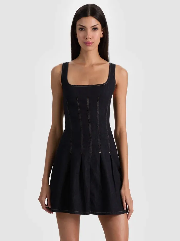 Alice + Olivia - Hollis Denim Mini Dress - Dark Rinse sold by Jessie Boutique product image thumbnail 3