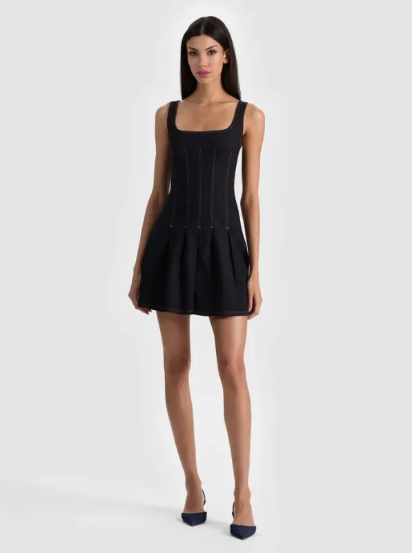 Alice + Olivia - Hollis Denim Mini Dress - Dark Rinse made by Alice + Olivia