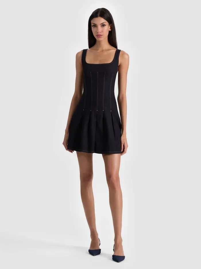 Alice + Olivia - Hollis Denim Mini Dress - Dark Rinse sold by Jessie Boutique