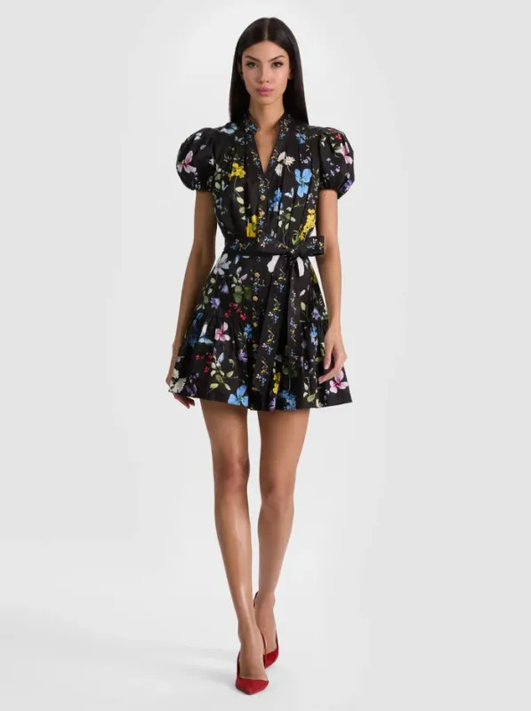 Alice + Olivia - Cora Mini Dress - Twisting Vines Black sold by Jessie Boutique