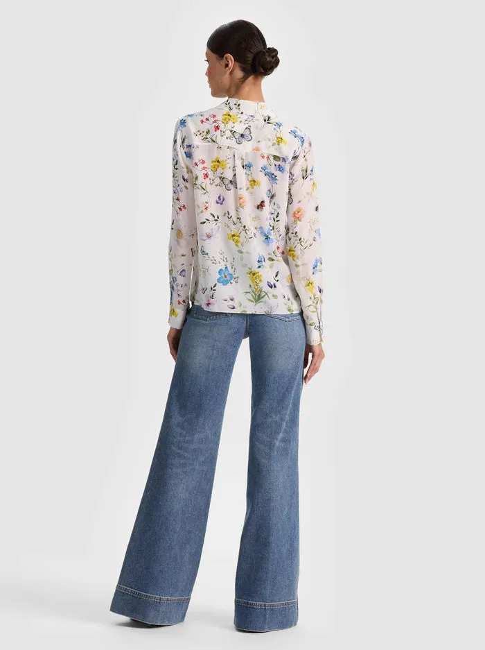 Alice + Olivia - Willa Silk Blouse - Twisting Vines Off White sold by Jessie Boutique product image thumbnail 2