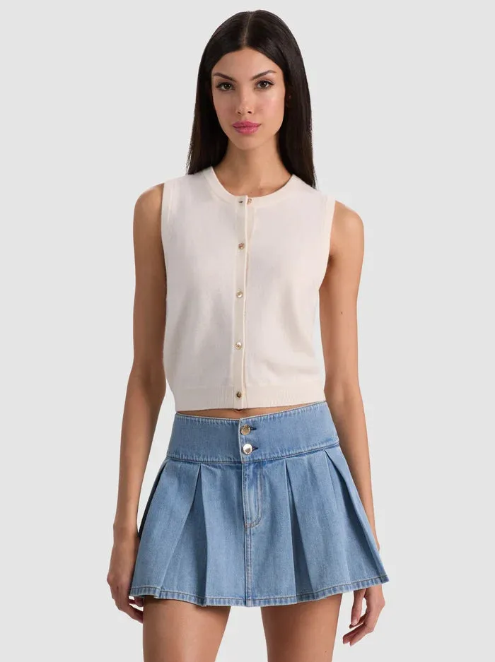 Alice + Olivia - Loly Button Front Cashmere Vest - Ecru sold by Jessie Boutique