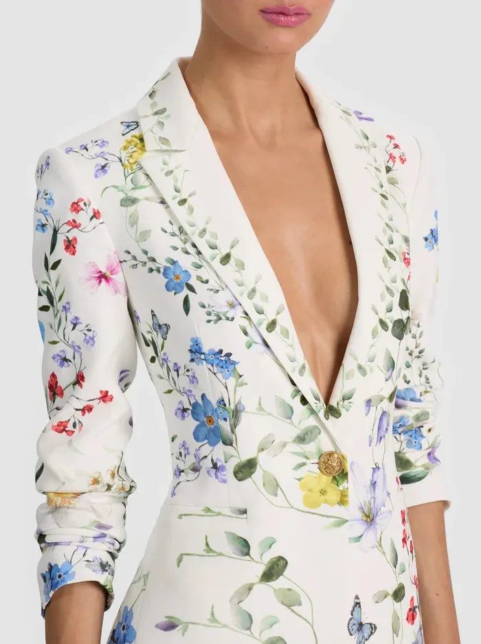 Alice + Olivia - Breann Long Fitted Blazer - Twisting Vines Off White sold by Jessie Boutique product image thumbnail 4