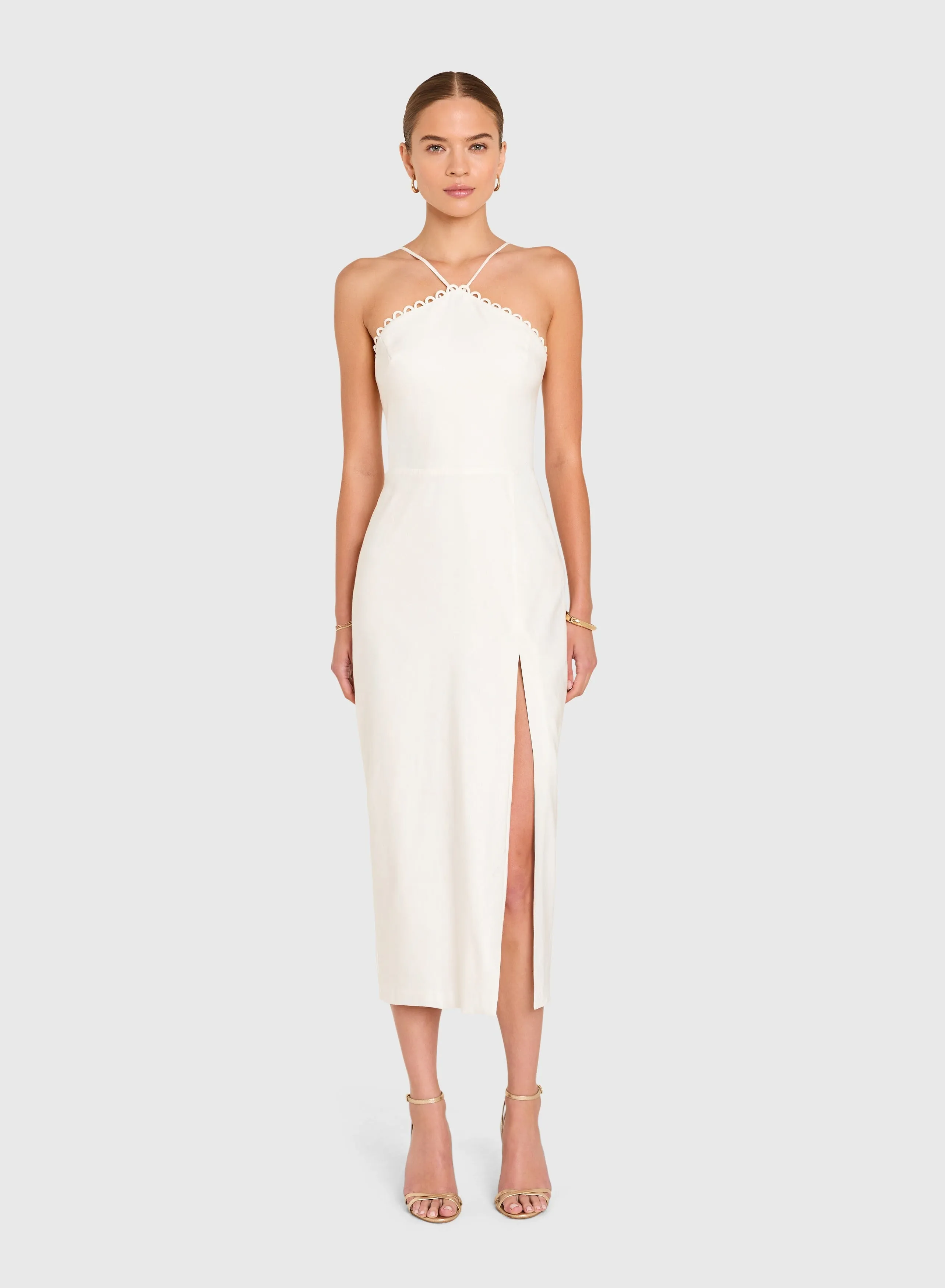 Amanda Uprichard - Abby Midi Dress - Ivory sold by Jessie Boutique