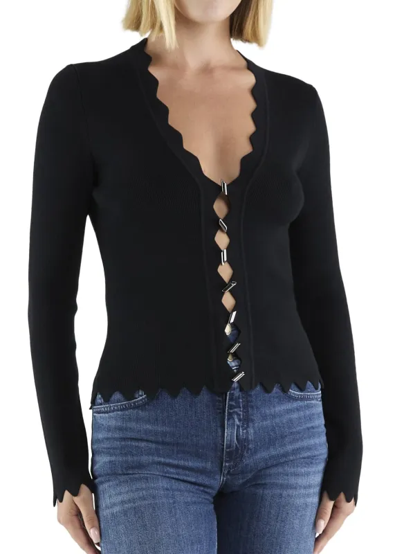 Ramy Brook - Emma Ribbed Knit V-Neck Top - Black made by Ramy Brook
