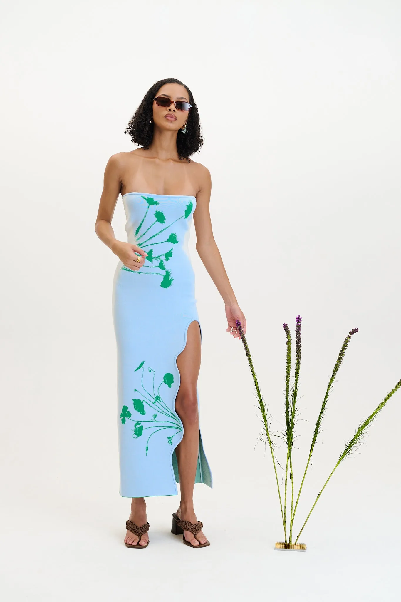 PH5 - Iris Flower Print Maxi Tank Dress - Aqua Green sold by Jessie Boutique product image thumbnail 2