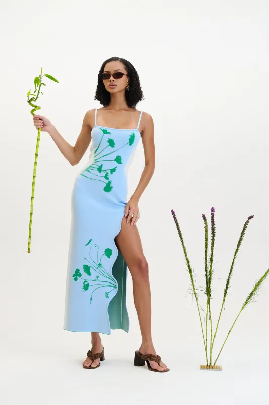 PH5 - Iris Flower Print Maxi Tank Dress - Aqua Green made by PH5